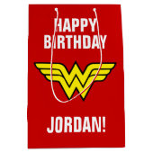 直流漫画 |女性疑問に思ロゴ |ハッピーバースデー ミディアムペーパーバッグ (正面)