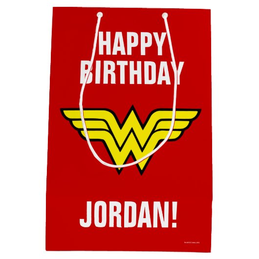 直流漫画 |女性疑問に思ロゴ |ハッピーバースデー ミディアムペーパーバッグ (裏面)