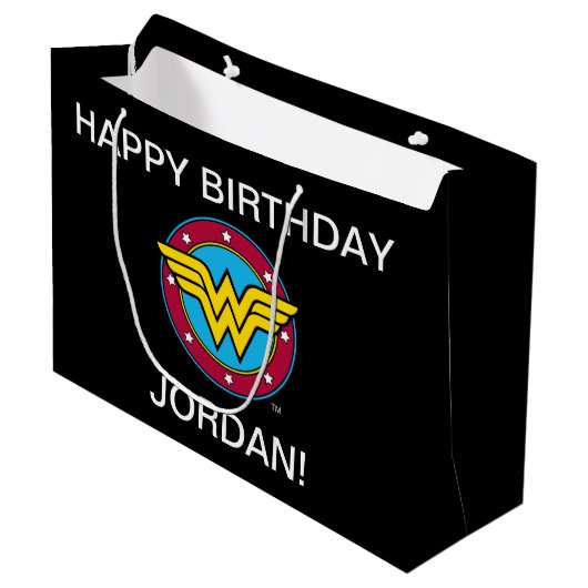 直流漫画 |疑問に思女性サークル&スターズロゴ ラージペーパーバッグ (正面アングル)