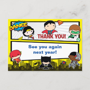 直流漫画 Justice League -チビ(小さくかわいく書いた感じ)誕生日 サンキューカード