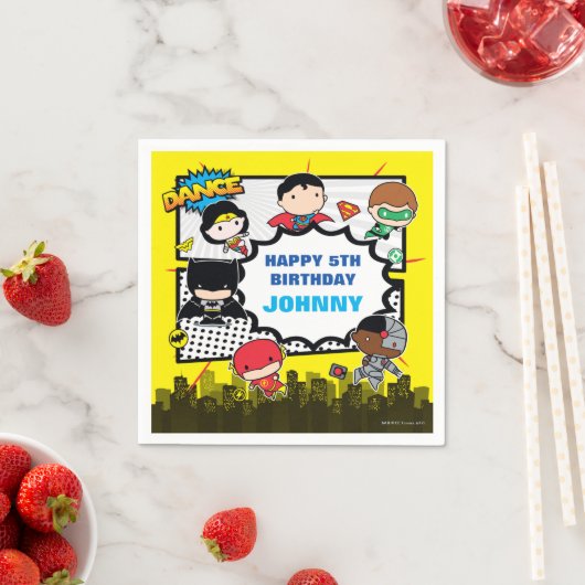 直流漫画 | Justice League -チビ（小さくかわいく書いた感じ）誕生日 スタンダードカクテルナプキン (インサイチュ)