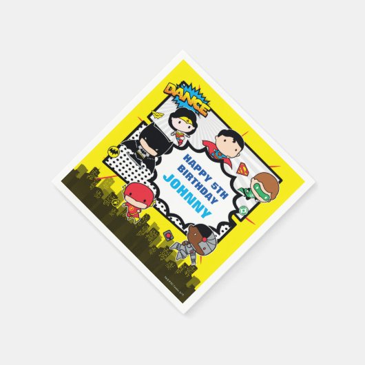 直流漫画 | Justice League -チビ(小さくかわいく書いた感じ)誕生日 スタンダードカクテルナプキン (角)