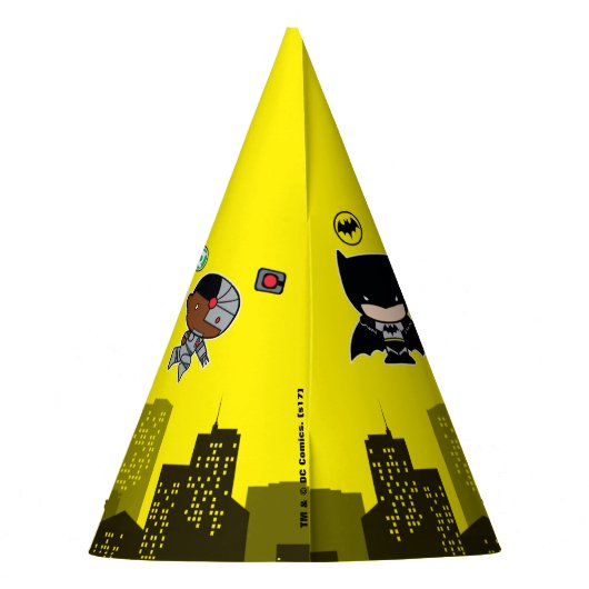 直流漫画 | Justice League -チビ(小さくかわいく書いた感じ)誕生日 パーティーハット (裏面)