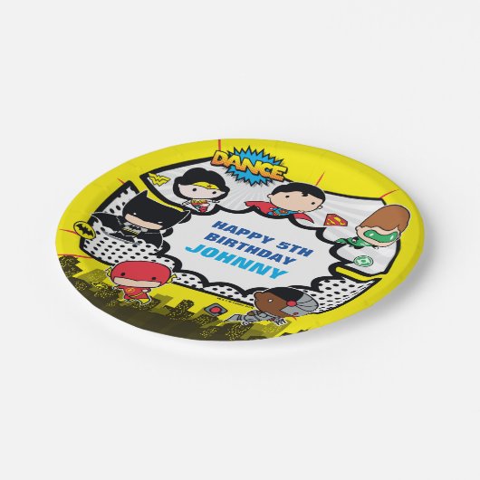 直流漫画 | Justice League -チビ(小さくかわいく書いた感じ)誕生日 ペーパープレート (アングル)