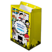 直流漫画 | Justice League -チビ(小さくかわいく書いた感じ)誕生日 ミディアムペーパーバッグ (裏面アングル)