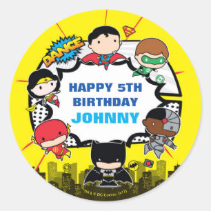 直流漫画   Justice League -チビ（小さくかわいく書いた感じ）誕生日 ラウンドシール