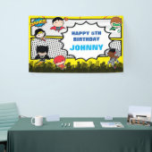 直流漫画 | Justice League -チビ（小さくかわいく書いた感じ）誕生日 横断幕 (トレードショー)