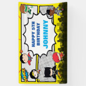 直流漫画 | Justice League -チビ（小さくかわいく書いた感じ）誕生日 横断幕 (縦)