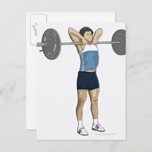 直立したロウを行う男性のイラスト ポストカード (正面/裏面)