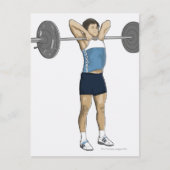 直立したロウを行う男性のイラスト ポストカード (正面)