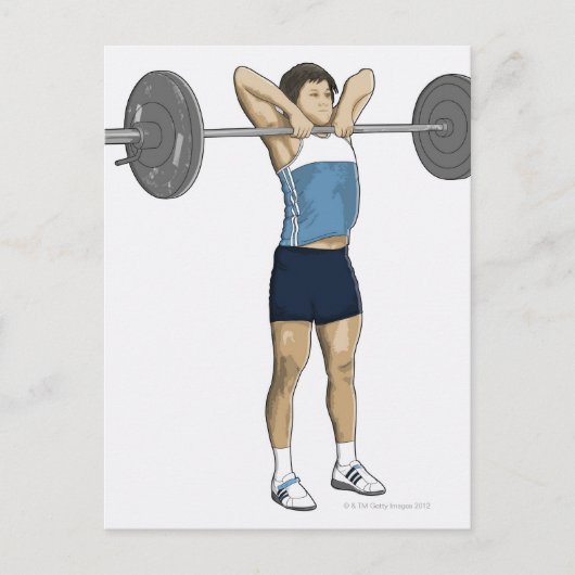 直立したロウを行う男性のイラスト ポストカード (正面)