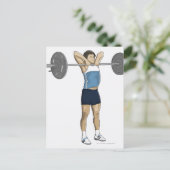 直立したロウを行う男性のイラスト ポストカード (スタンド正面)