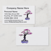 直立した枯れ木の盆栽の紫色 名刺 (正面/裏面)