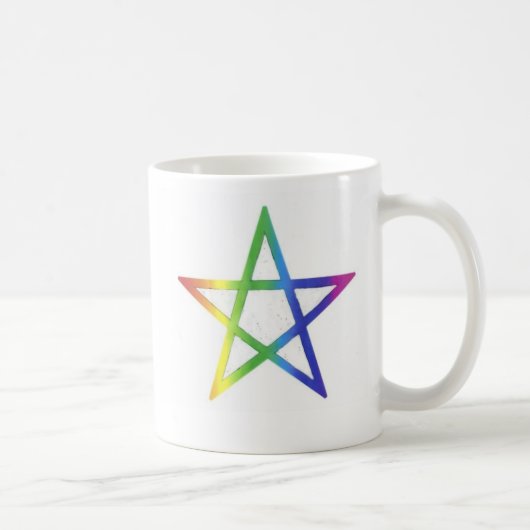 直立した虹の五芒星のマグ コーヒーマグカップ (右)