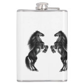 直立した黒い野生の馬 – テキスト/カラーを追加 フラスク (裏面)