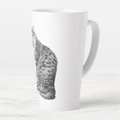 直立型あくびをする猫モノクロアートマグカップ カフェラテマグ (右アングル)