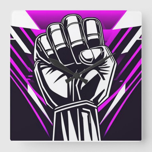 直立拳漫画範囲 スクエア壁時計 (正面)