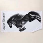 直立野生馬ビーチタオルカスタム文字 ビーチタオル (正面)