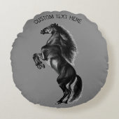 直立野馬円枕文字付カスタムき ラウンドクッション (正面)