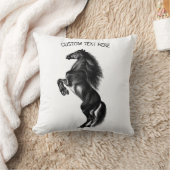直立黒野馬ピローテキスト/カラー クッション (ブランケット)