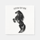 直立黒野馬 – スケッチ – テキストを追加 スタンダードカクテルナプキン (正面)