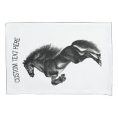 直立黒野馬 – スケッチ – テキストを追加 枕カバー (正面)