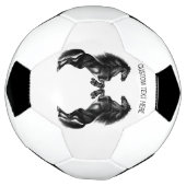 直立黒野馬 – テキストを追加 サッカーボール (回転)