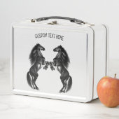 直立黒野馬 – テキスト/カラーを追加 メタルランチボックス (インサイチュ)