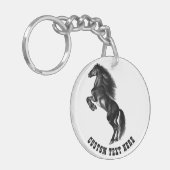 直立黒馬カスタム付き文字キーチェーン キーホルダー (正面左)