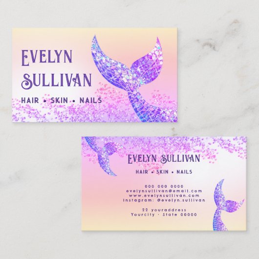 直系フェイクグリッターマーメイドテール名刺 名刺 (正面/裏面)