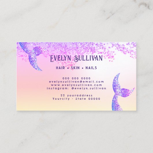 直系フェイクグリッターマーメイドテール名刺 名刺 (裏面)