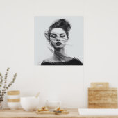 直系美術スケッチ女性用体ポスター ポスター (キッチン)