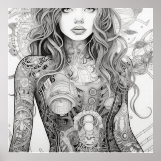 直系美術スケッチ女性用体ポスター ポスター (正面)