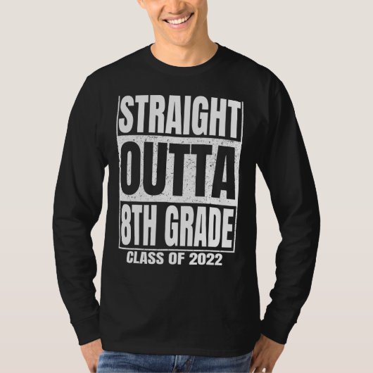 直線アウトタ8年生おもしろい8等卒業生 Tシャツ (正面)
