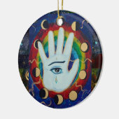 直観的なTouch手の目の月Maureenジラード セラミックオーナメント (左)
