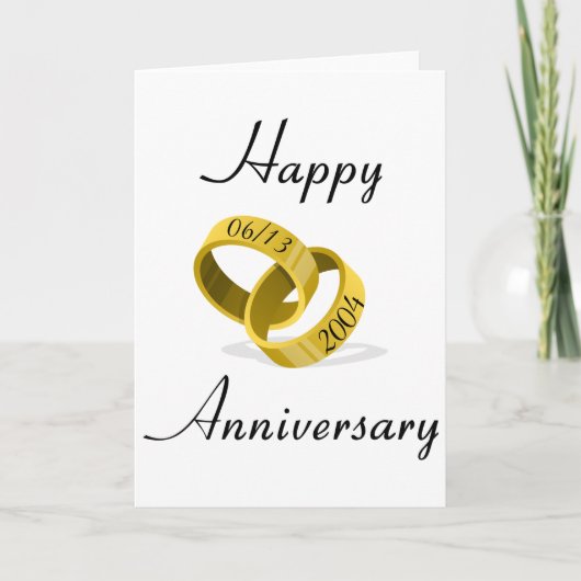 相互に絡み合うリング - 結婚記念日を刻印 カード (正面)