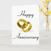 相互に絡み合うリング - 結婚記念日を刻印 カード (黄色い花)