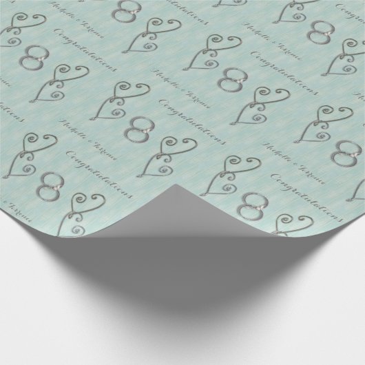 相互パーソナライズされた絡ハート結婚の ラッピングペーパー (角)