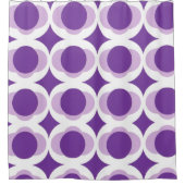 相互接続された紫色の丸の白い外輪 シャワーカーテン (正面)
