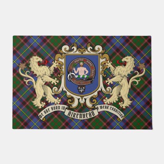 相兼頭クランバッジ&タータンチェック ドアマット (正面)