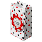 相場師のクリスマスのモノグラムのなポーカー用のチップ スモールペーパーバッグ (裏面アングル)