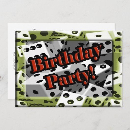 相場師のサイコロの誕生日のパーティの招待状 招待状 (正面/裏面)
