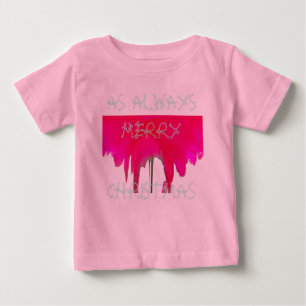 相変わらず陽気なクリスマスの美しい赤いバラ ベビーTシャツ