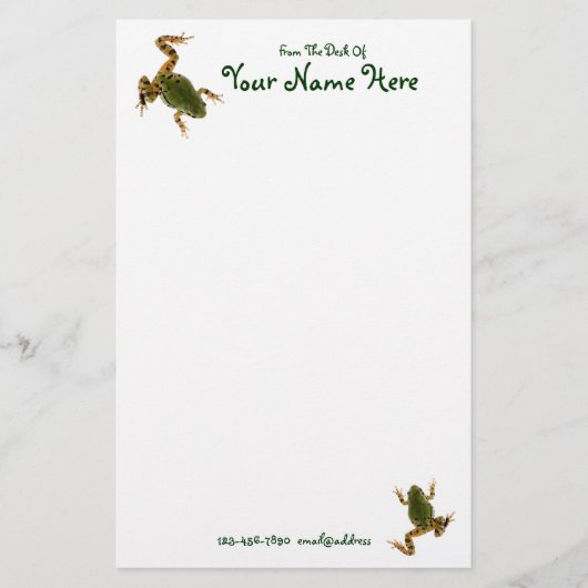 相対登山グリーンカエル写真カスタム 便箋 (正面)