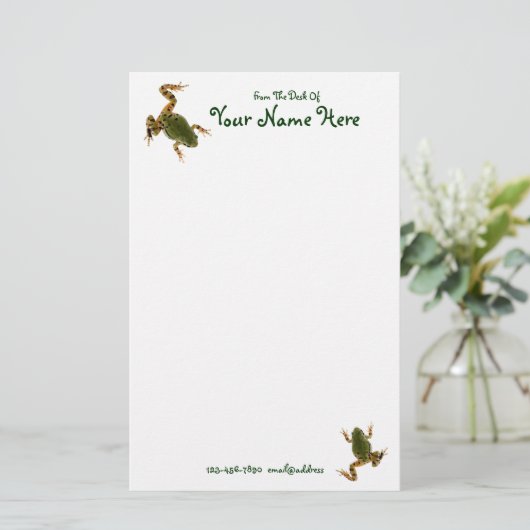 相対登山グリーンカエル写真カスタム 便箋 (スタンド正面)