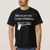 相手を押さえるIm過剰刺激、メンズカウボーイガン Tシャツ (正面)