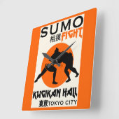 相撲おもしろい力士 スクエア壁時計 (傾斜)