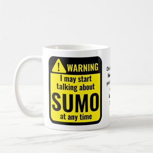 相撲でおもしろパーソナライズ警告 コーヒーマグカップ (左)
