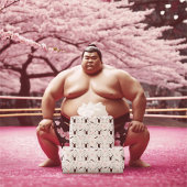相撲とさくらんぼの花の包み紙 ラッピングペーパー