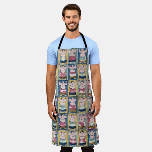 相撲のアートエプロン エプロン (着用した状態)